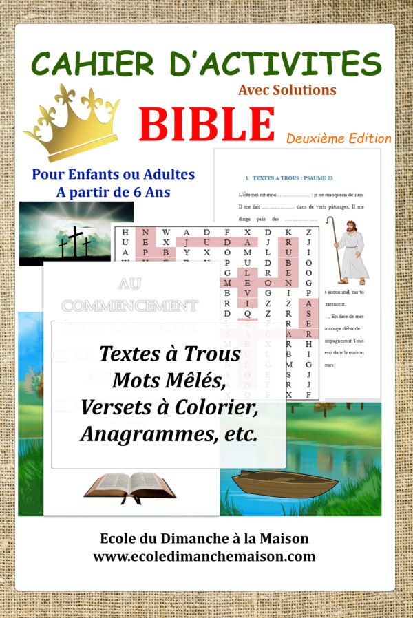 Cahier d'activités Bible, Ecole du dimanche