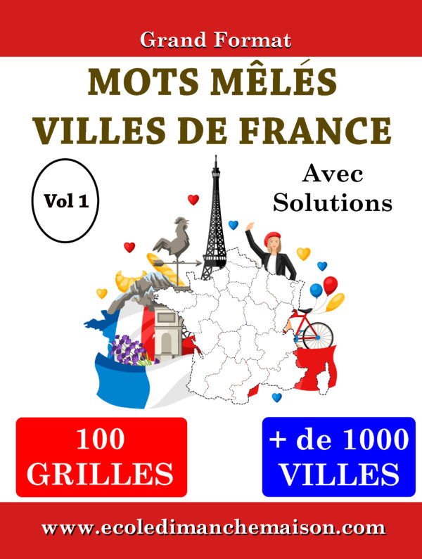 Mots Mèlés, villes, France, mots cachés