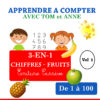 Apprendre à compter, livre, 2 ans, fruits, vocabulaire, français