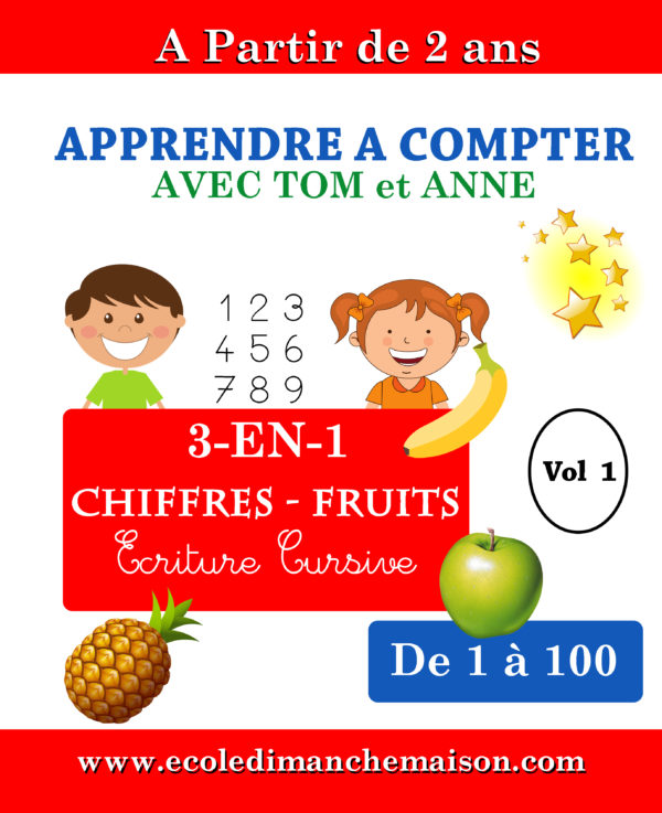 Apprendre à compter, livre, 2 ans, fruits, vocabulaire, français