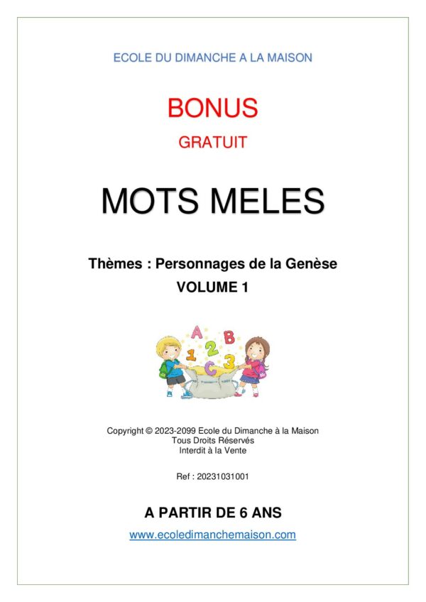 Bonus, Mots Mêlés, Bible, Genèse, Volume 1